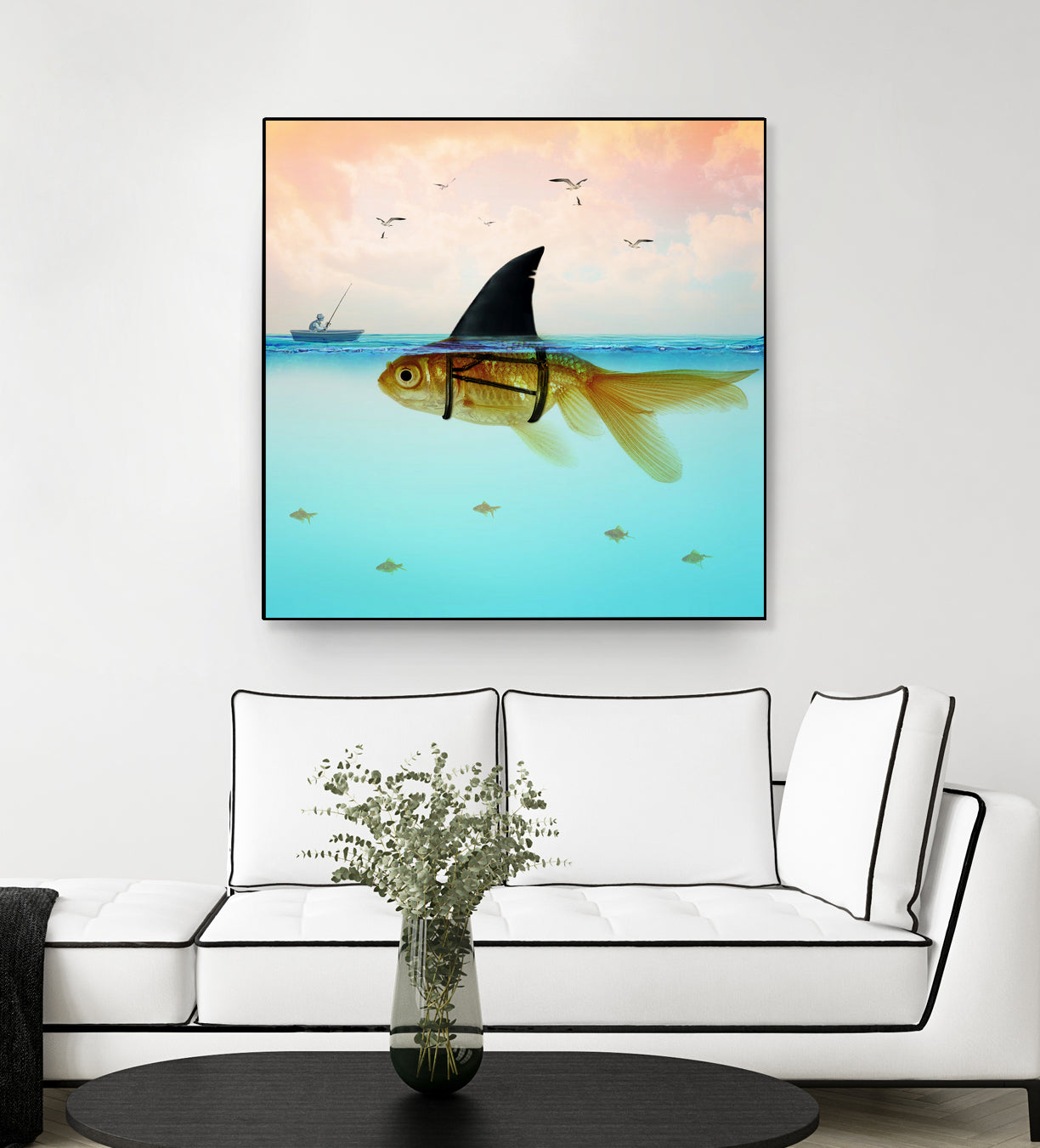 Goldfish with a Shark Fin by Vin Zzep on GIANT ART - white digital painting