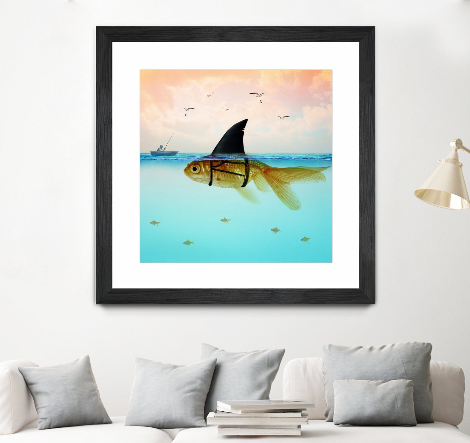 Goldfish with a Shark Fin by Vin Zzep on GIANT ART - white digital painting