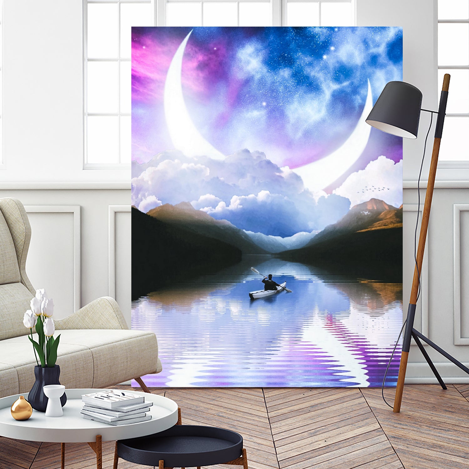 Peaceful Getaway on a Small Quiet Lake by GEN Z by Rigaud Mickaël on GIANT ART - blue photo illustration