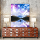 Peaceful Getaway on a Small Quiet Lake by GEN Z by Rigaud Mickaël on GIANT ART - blue photo illustration