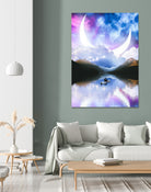 Peaceful Getaway on a Small Quiet Lake by GEN Z by Rigaud Mickaël on GIANT ART - blue photo illustration