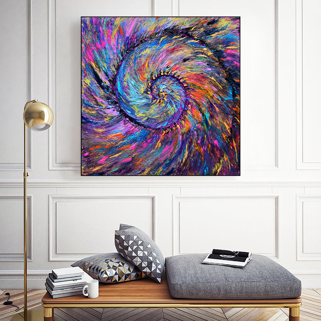 Superb Spiral Rainbow Amonite by Priscilla Batzell on GIANT ART - fuchsia mixed media