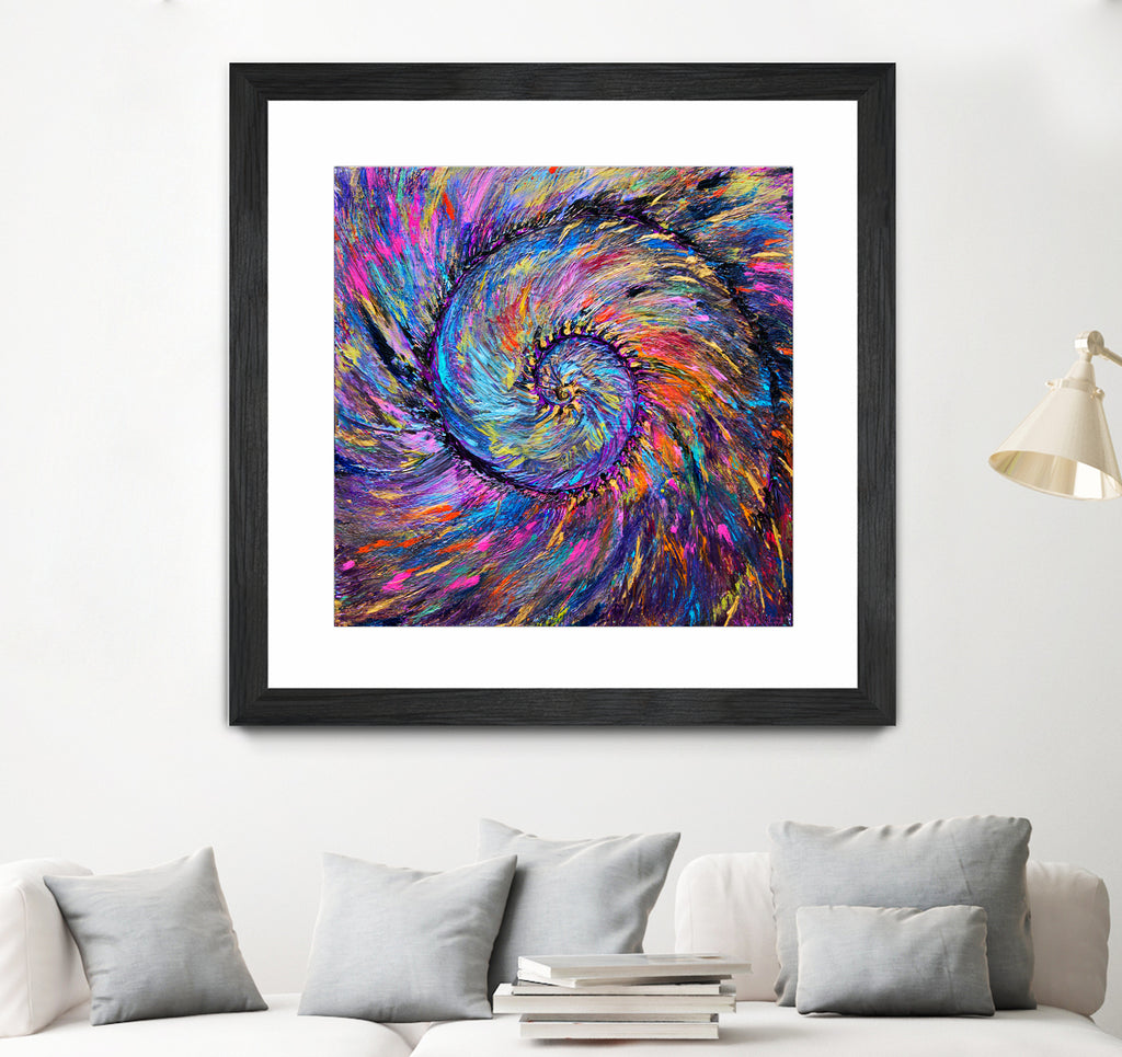 Superb Spiral Rainbow Amonite by Priscilla Batzell on GIANT ART - fuchsia mixed media