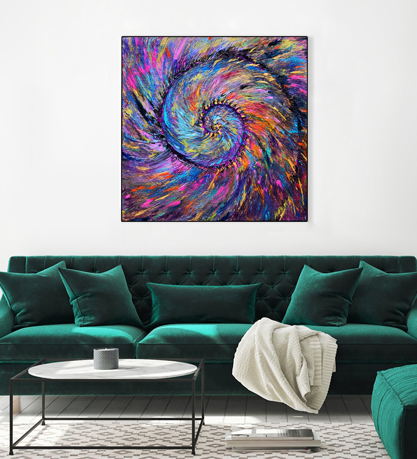 Superb Spiral Rainbow Amonite by Priscilla Batzell on GIANT ART - fuchsia mixed media