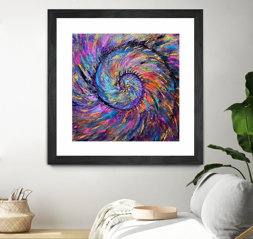 Superb Spiral Rainbow Amonite by Priscilla Batzell on GIANT ART - fuchsia mixed media