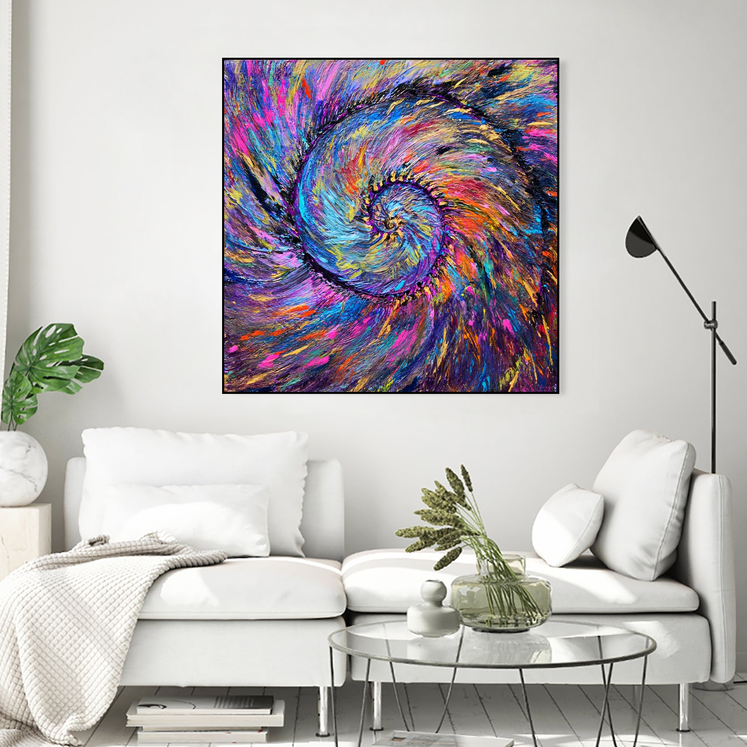 Superb Spiral Rainbow Amonite by Priscilla Batzell on GIANT ART - fuchsia mixed media