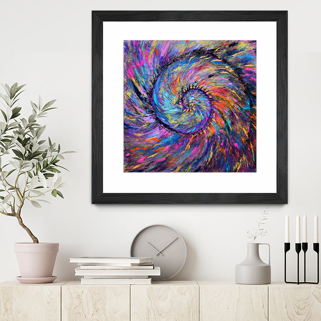 Superb Spiral Rainbow Amonite by Priscilla Batzell on GIANT ART - fuchsia mixed media