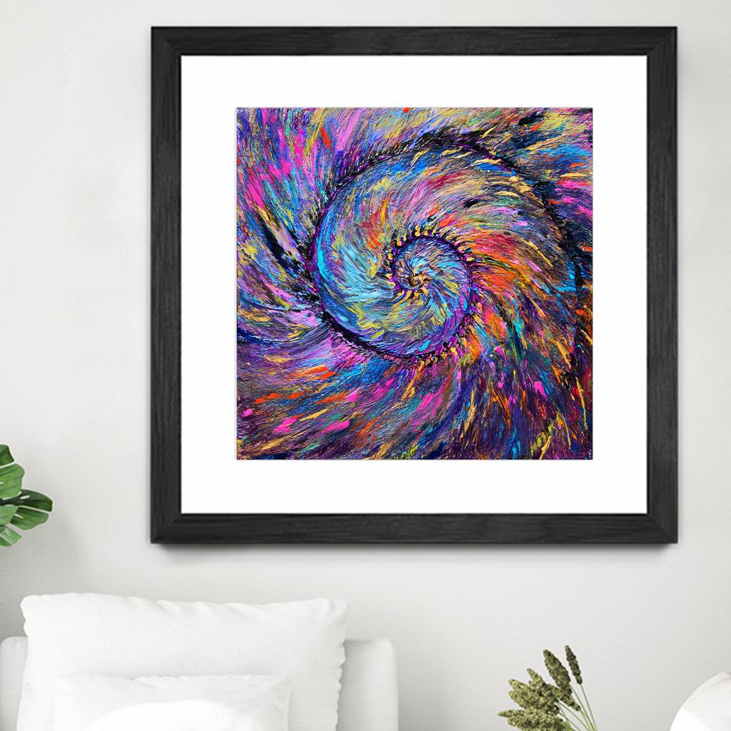 Superb Spiral Rainbow Amonite by Priscilla Batzell on GIANT ART - fuchsia mixed media