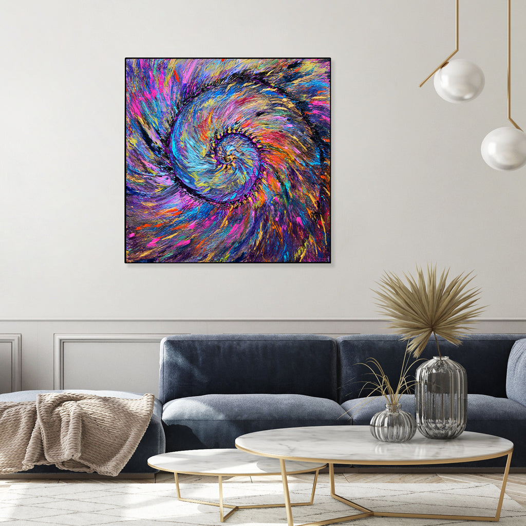 Superb Spiral Rainbow Amonite by Priscilla Batzell on GIANT ART - fuchsia mixed media