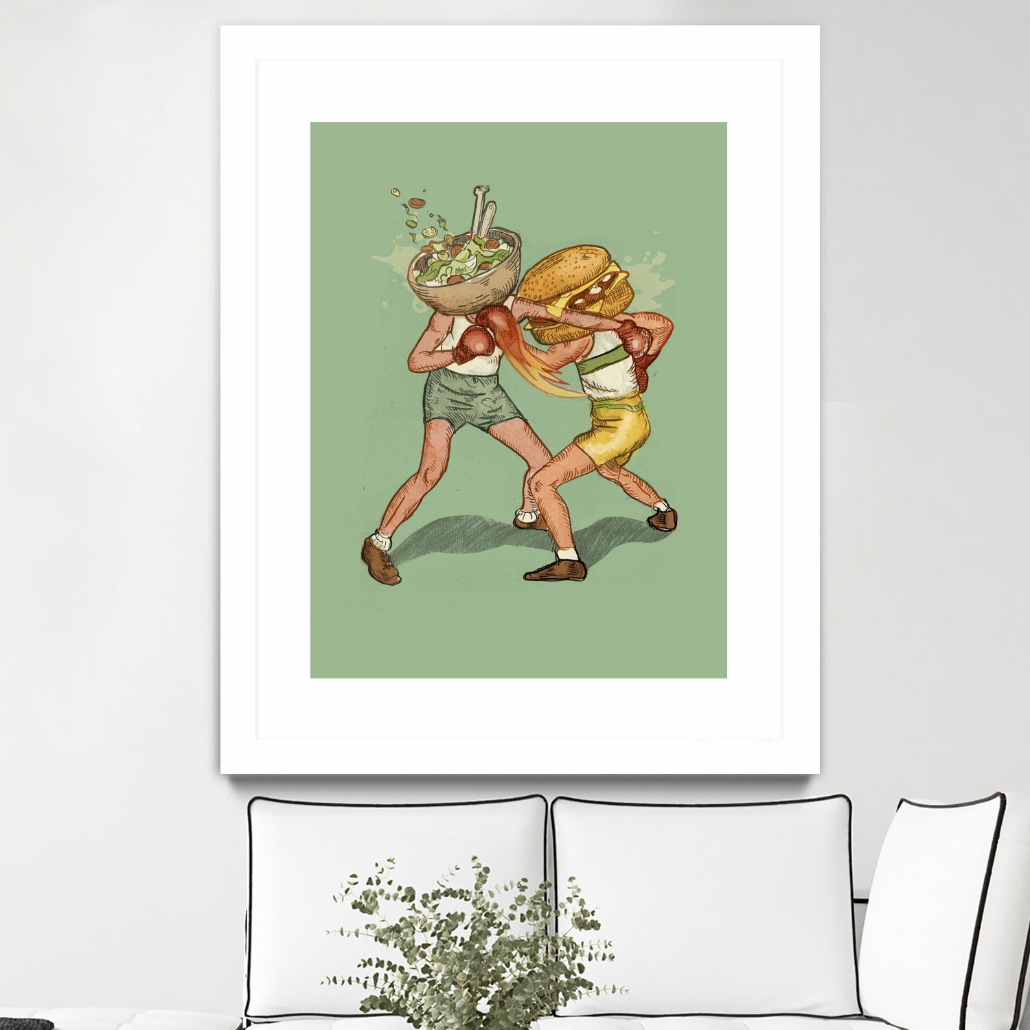 food fight by Alon Braier on GIANT ART - green mixed media