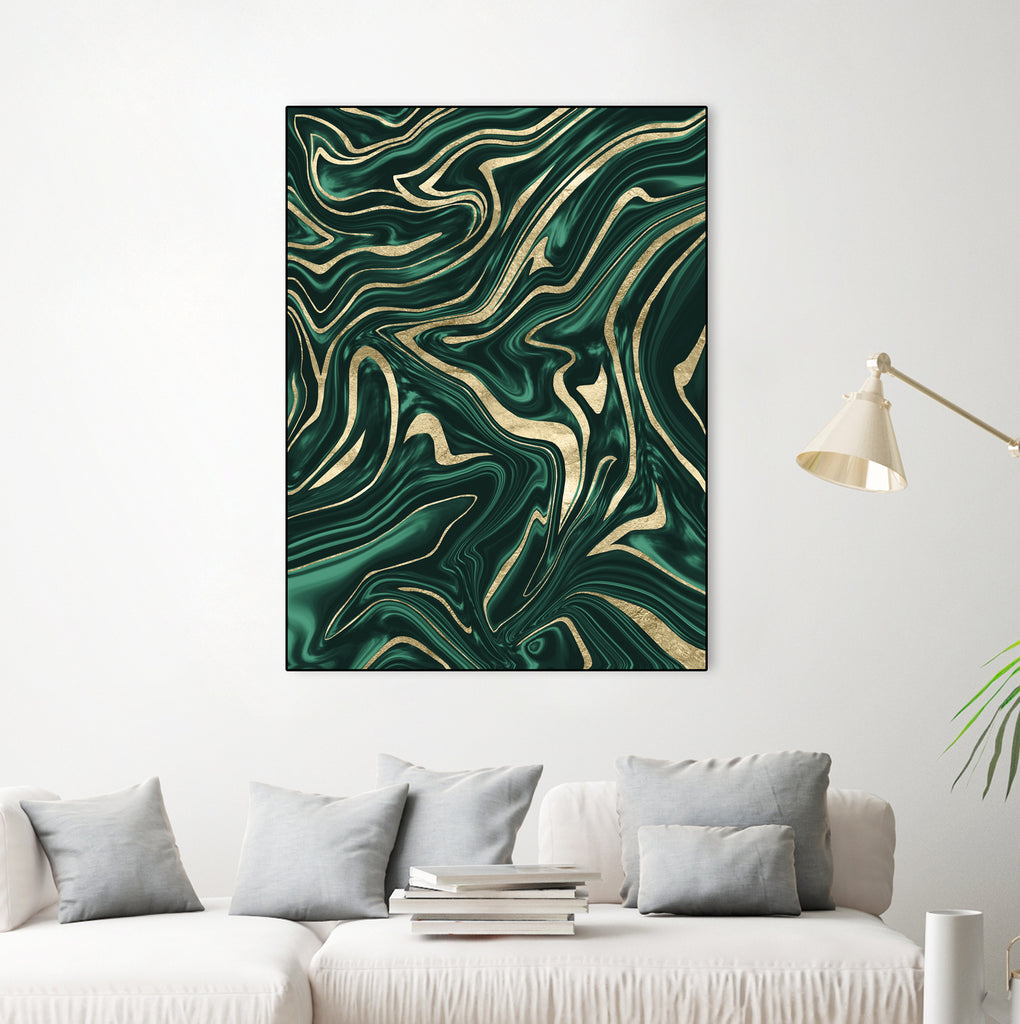 Emerald Green Black Gold Marble #1 #decor #art by Anita & Bella Jantz on GIANT ART - green digital painting