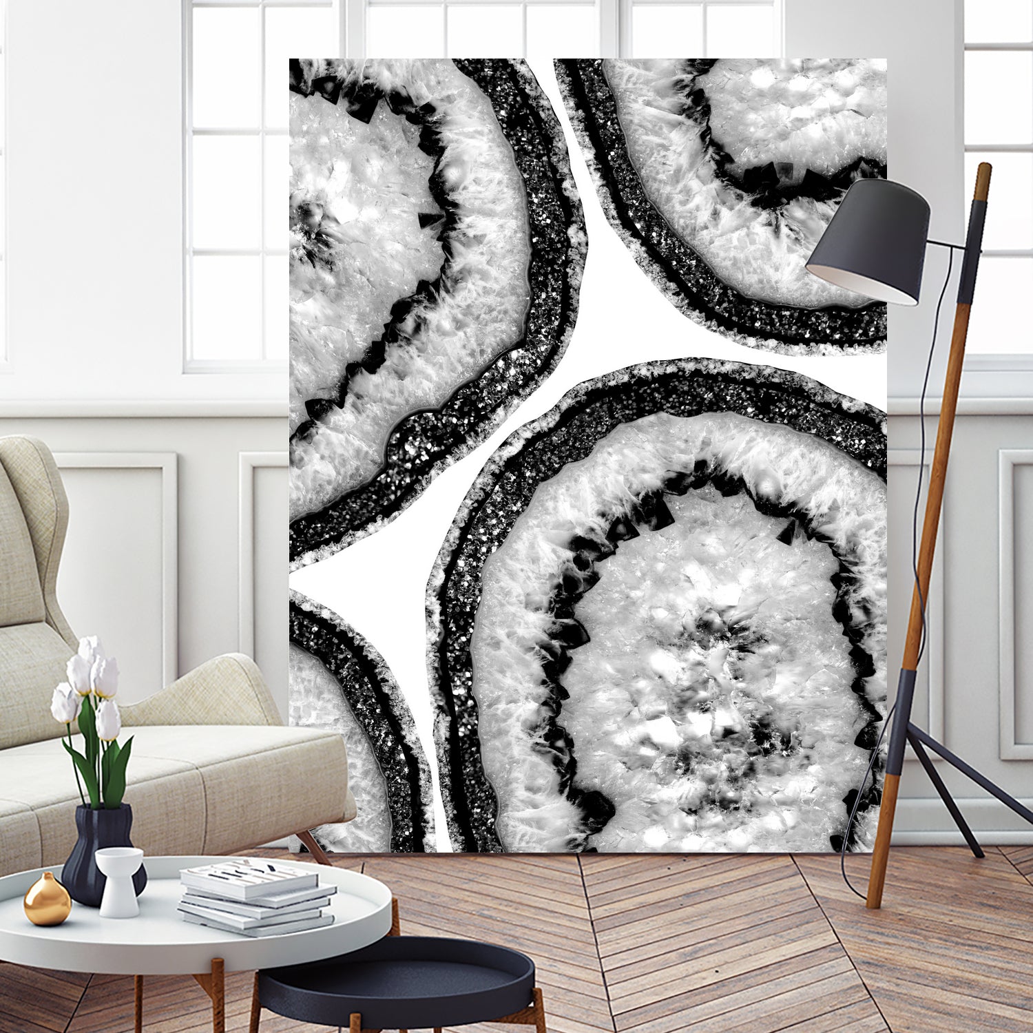 Gray Black White Agate with Black Silver Glitter #3 #gem by Anita & Bella Jantz on GIANT ART - gray photo illustration