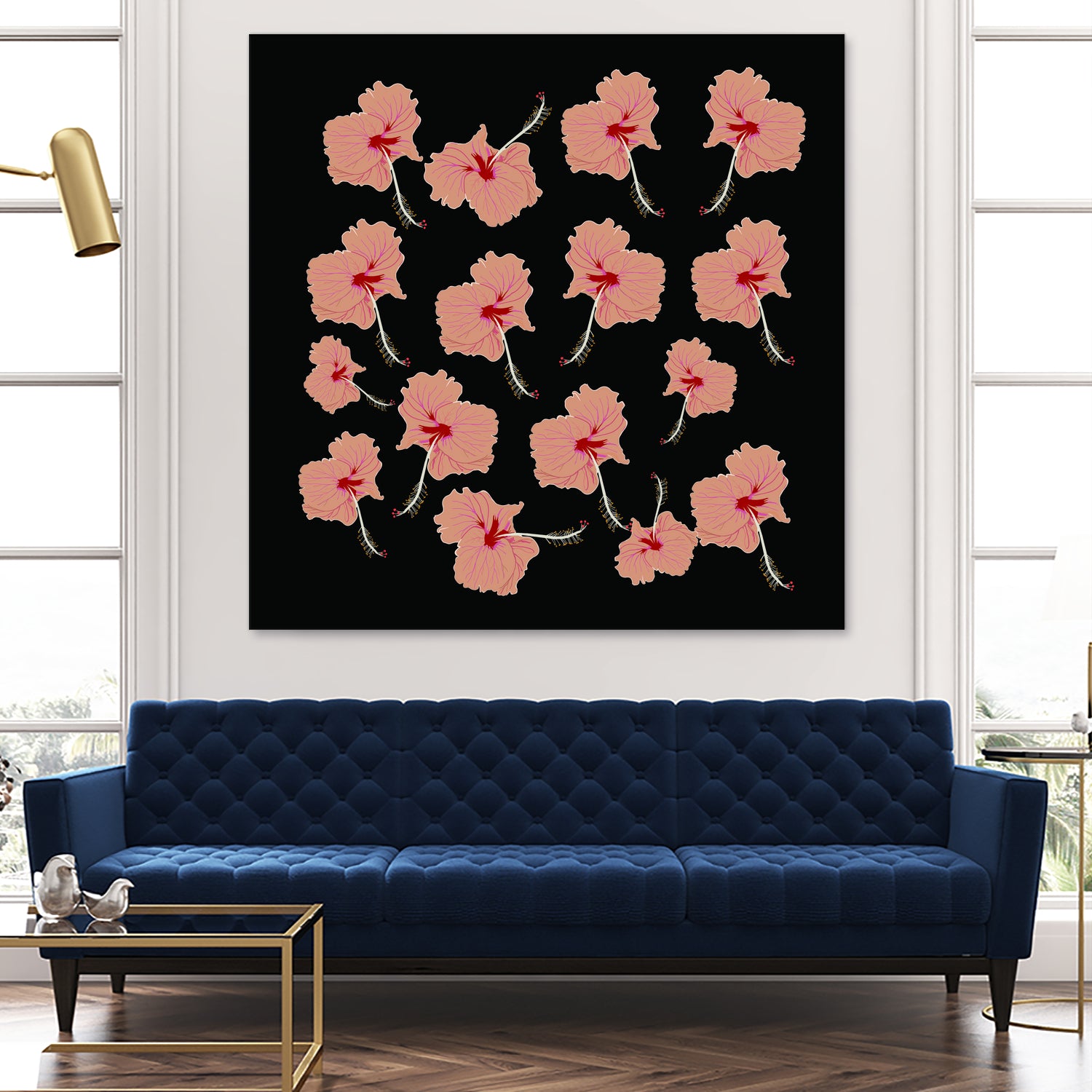 Delicate Hibiscus Flowers by Vanka Manitarka on GIANT ART - pink digital painting