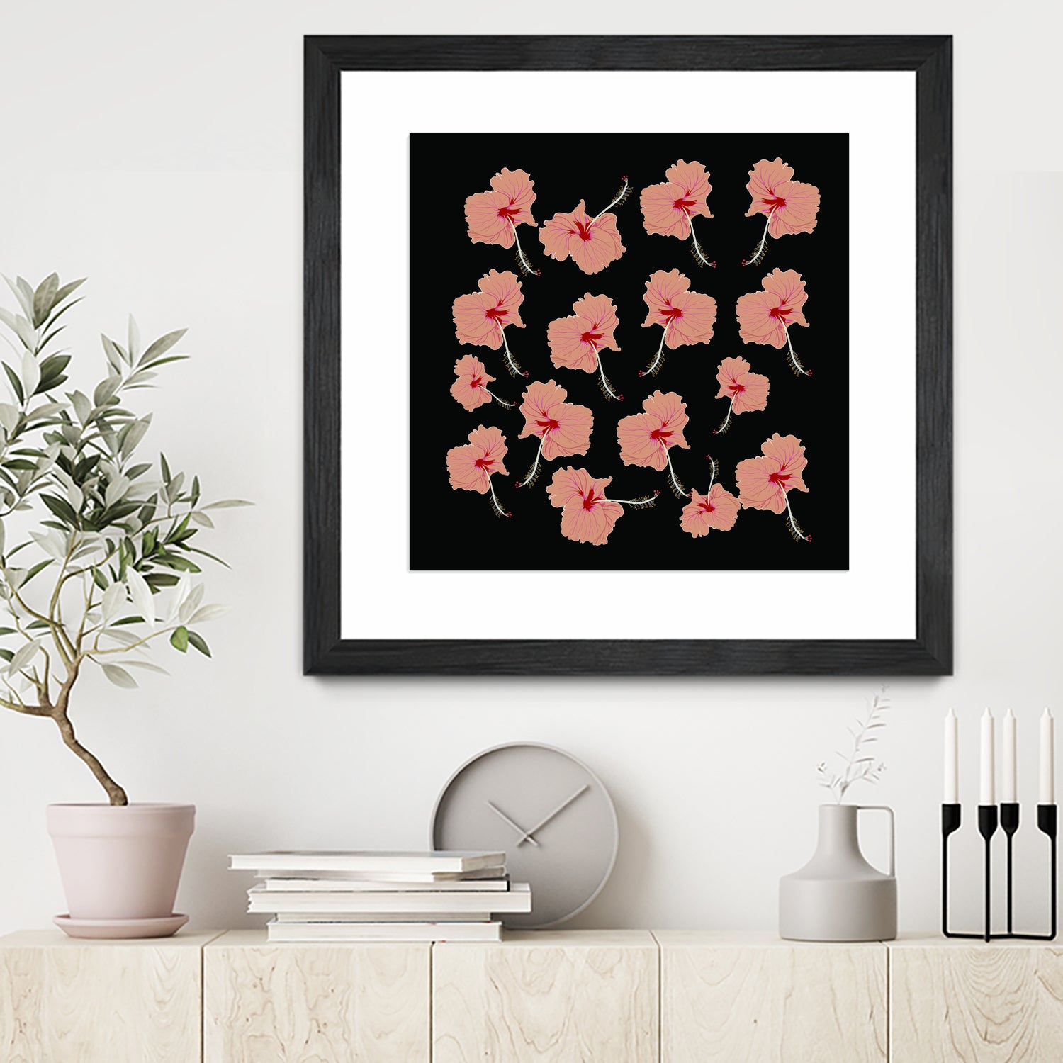 Delicate Hibiscus Flowers by Vanka Manitarka on GIANT ART - pink digital painting