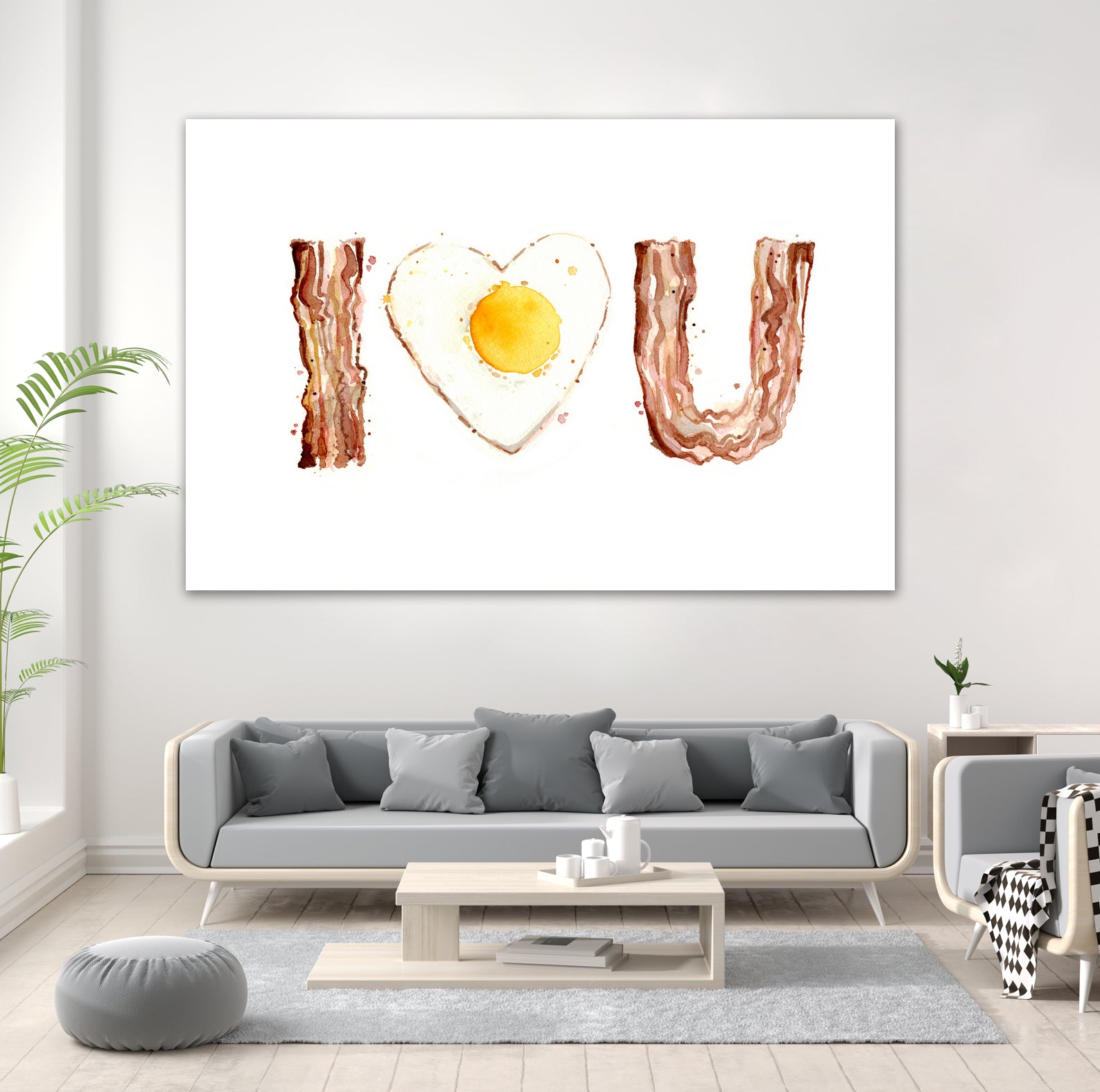 I Heart You Bacon and Egg by Olga Shvartsur on GIANT ART - yellow cartooning