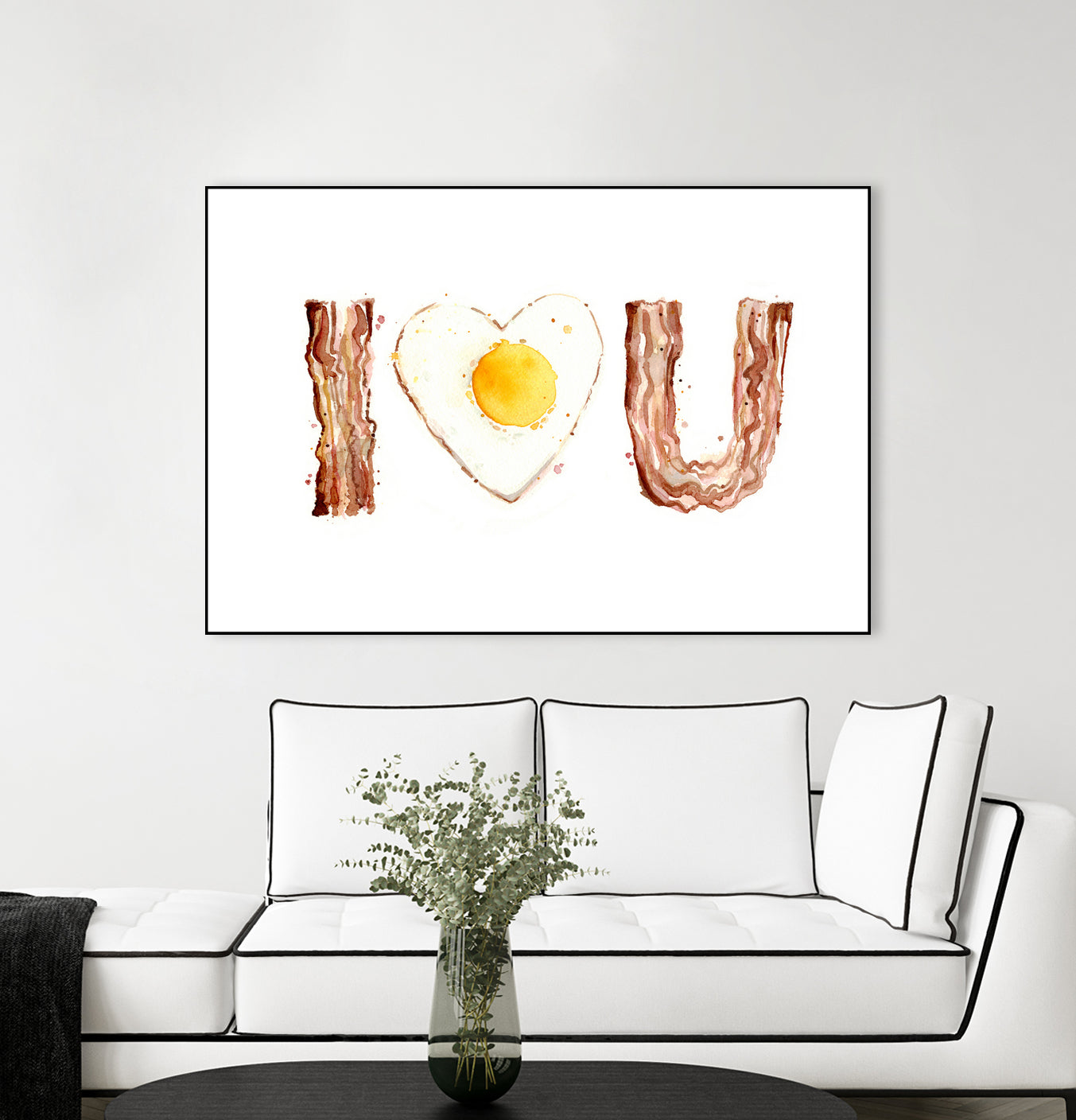 I Heart You Bacon and Egg by Olga Shvartsur on GIANT ART - yellow cartooning