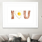 I Heart You Bacon and Egg by Olga Shvartsur on GIANT ART - yellow cartooning