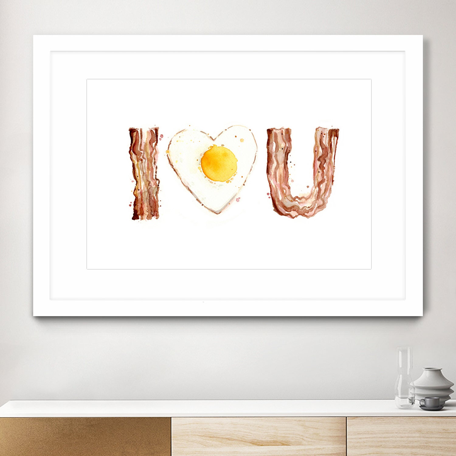 I Heart You Bacon and Egg by Olga Shvartsur on GIANT ART - yellow cartooning