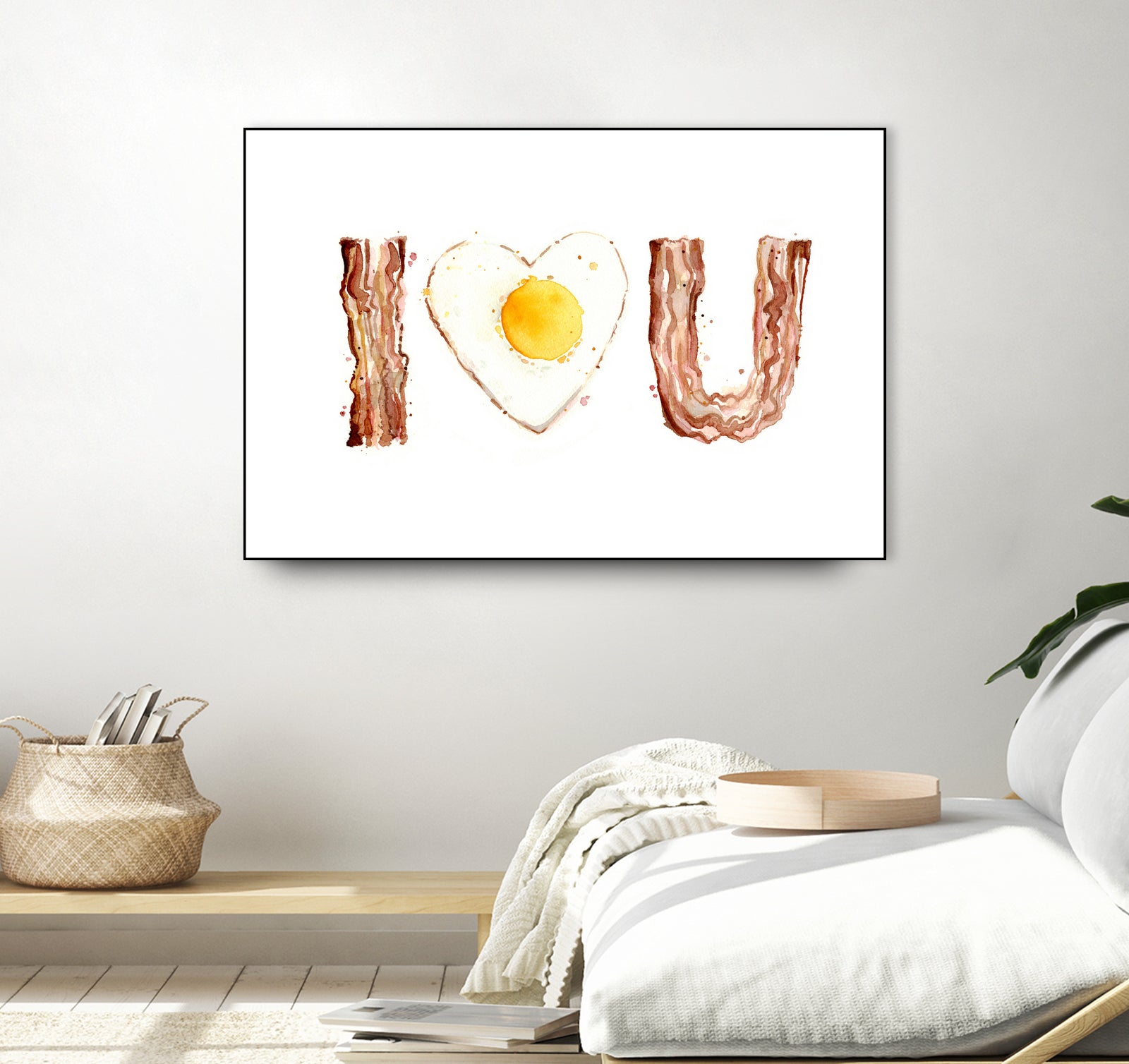 I Heart You Bacon and Egg by Olga Shvartsur on GIANT ART - yellow cartooning