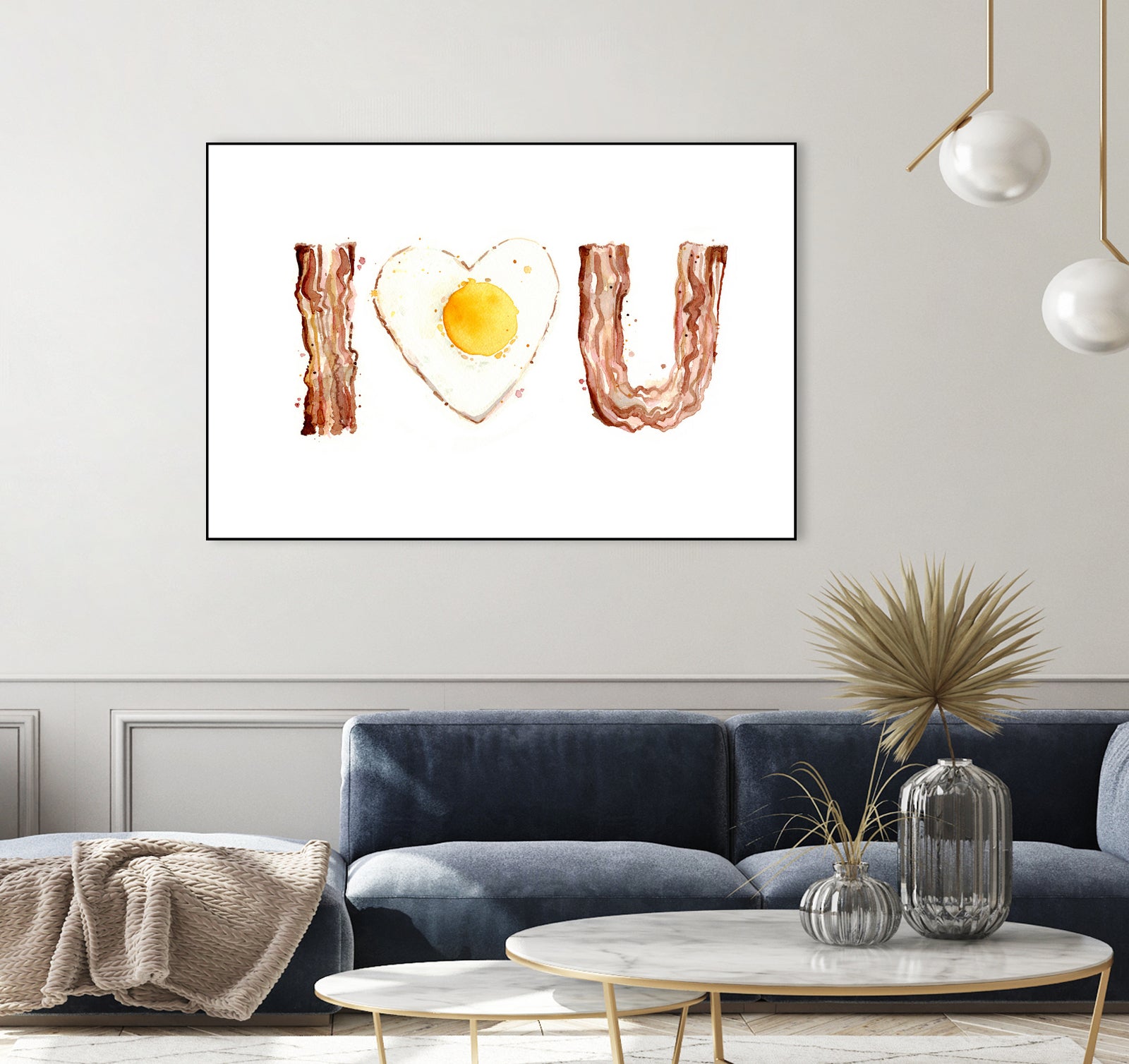 I Heart You Bacon and Egg by Olga Shvartsur on GIANT ART - yellow cartooning