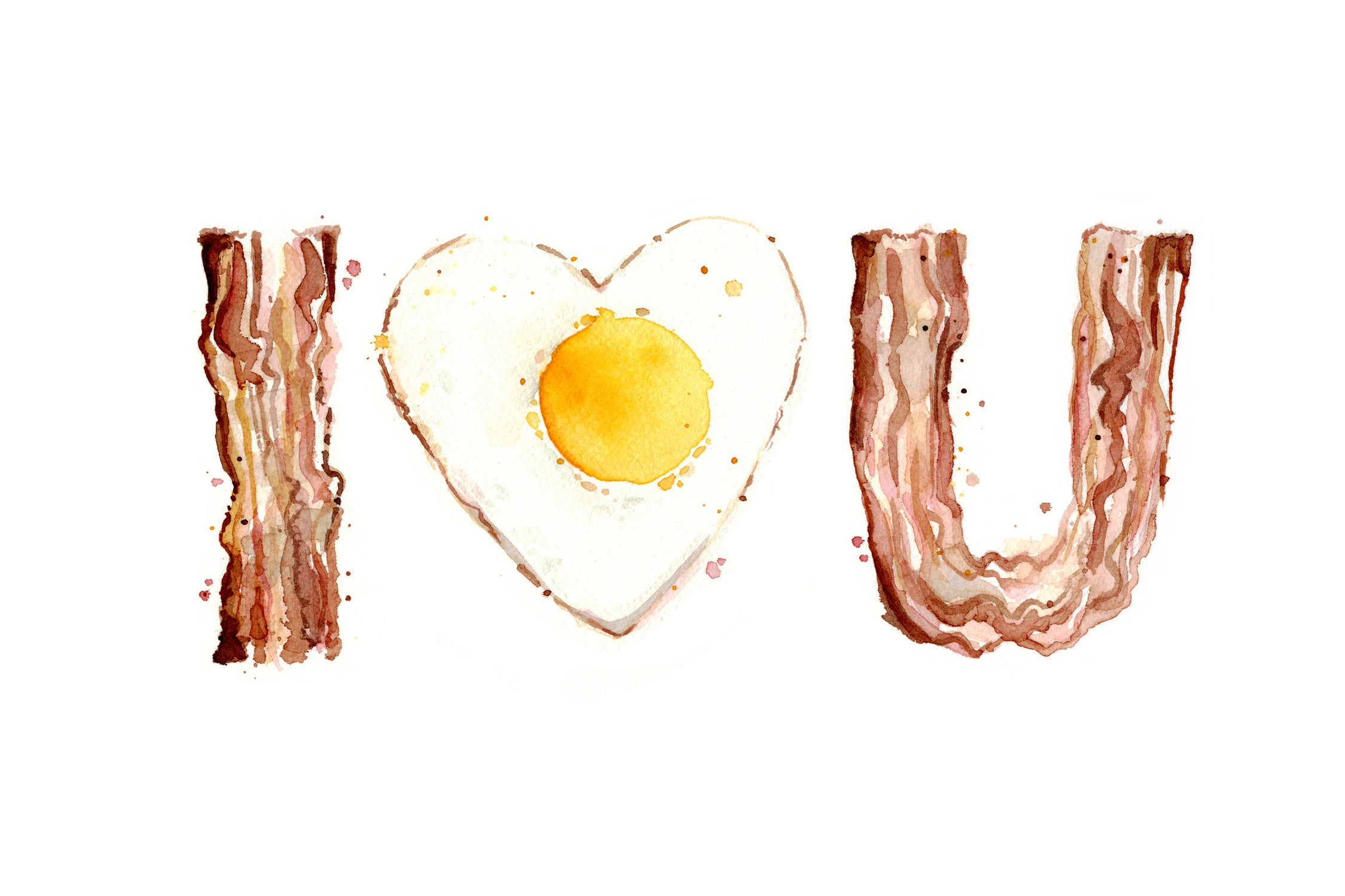 I Heart You Bacon and Egg by Olga Shvartsur on GIANT ART - yellow cartooning