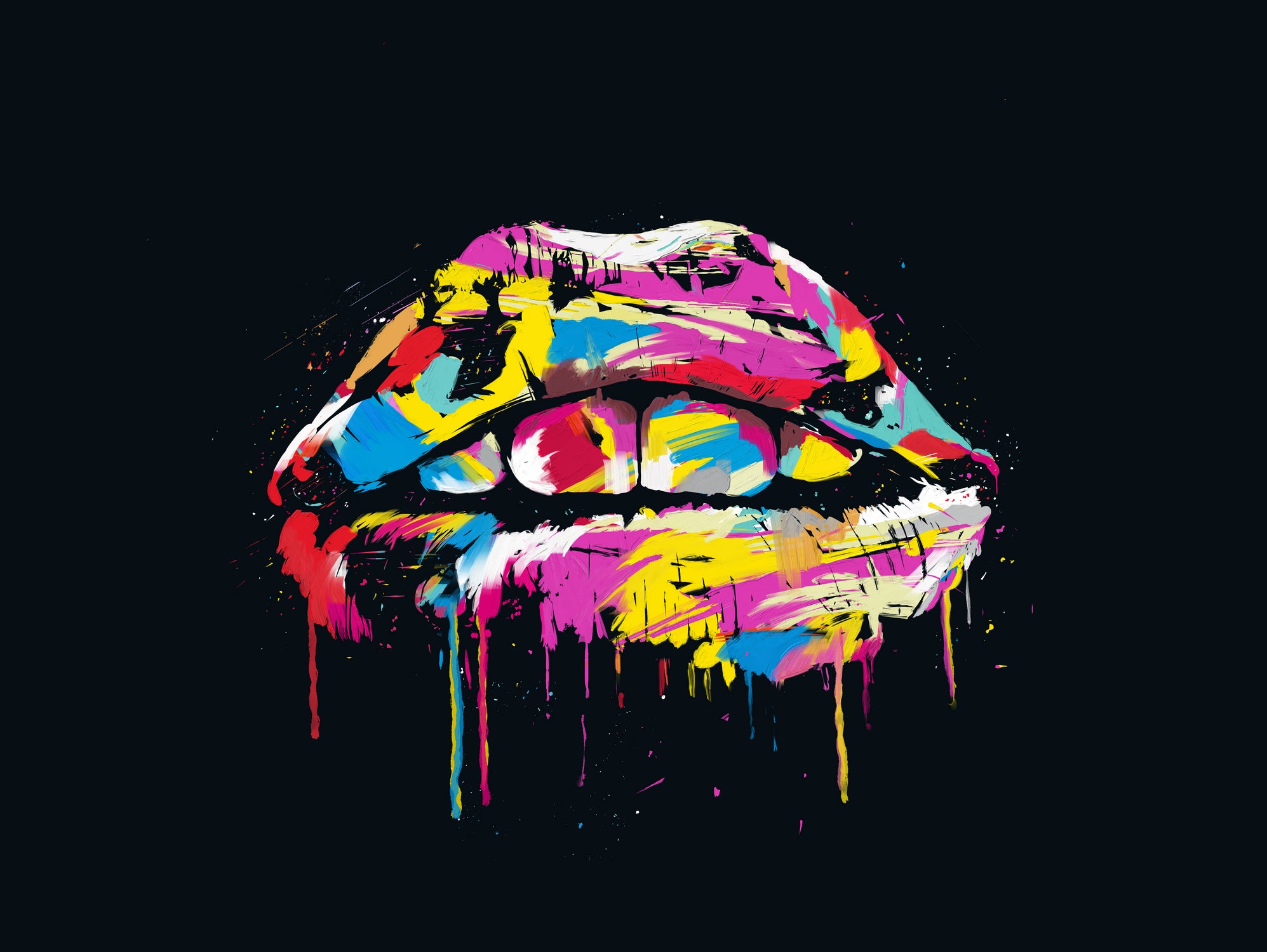 Colorful lips by Solti Balázs on GIANT ART - black digital painting