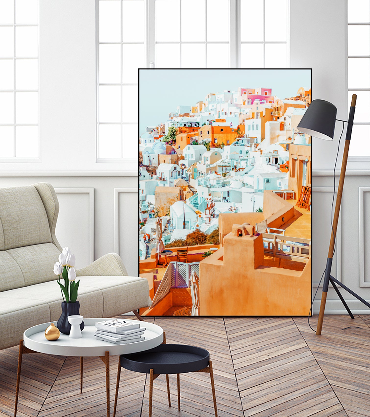 Santorini Vacay by Uma Gokhale on GIANT ART - orange photo illustration