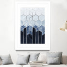 Soft Blue Hexagons - Silver by Elisabeth Fredriksson on GIANT ART - blue digital drawing