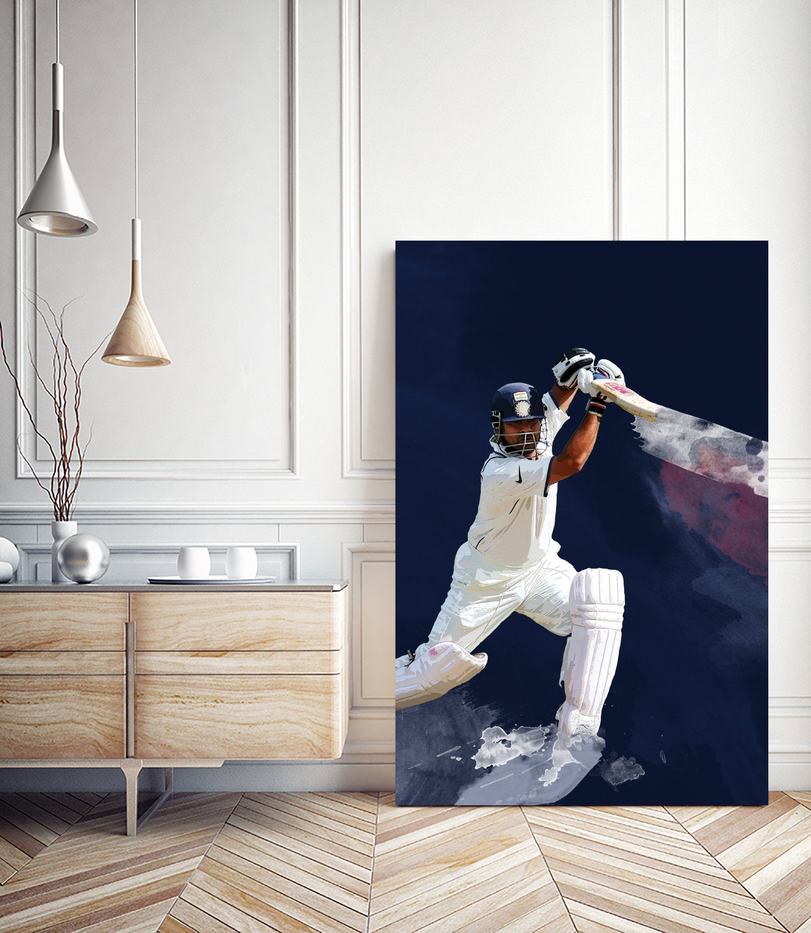 Sachin Tendulkar by Urvashi Suraiya on GIANT ART - blue digital painting