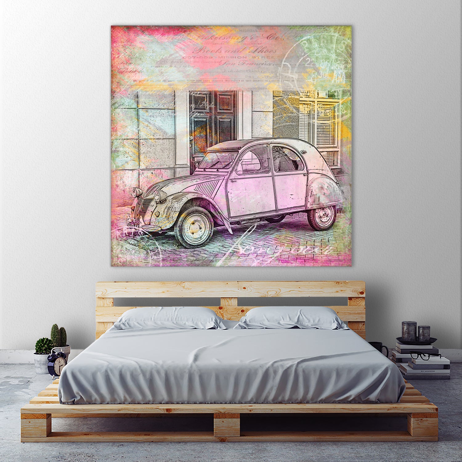 2CV Retro Car by Andrea Haase on GIANT ART - pink photo illustration