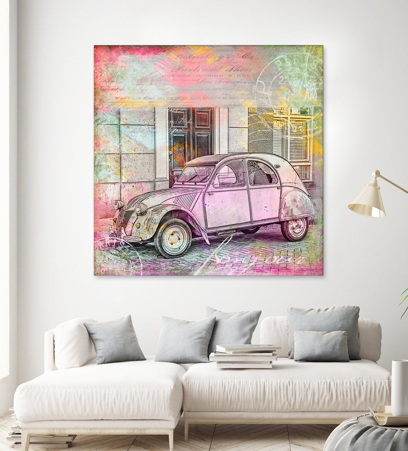 2CV Retro Car by Andrea Haase on GIANT ART - pink photo illustration