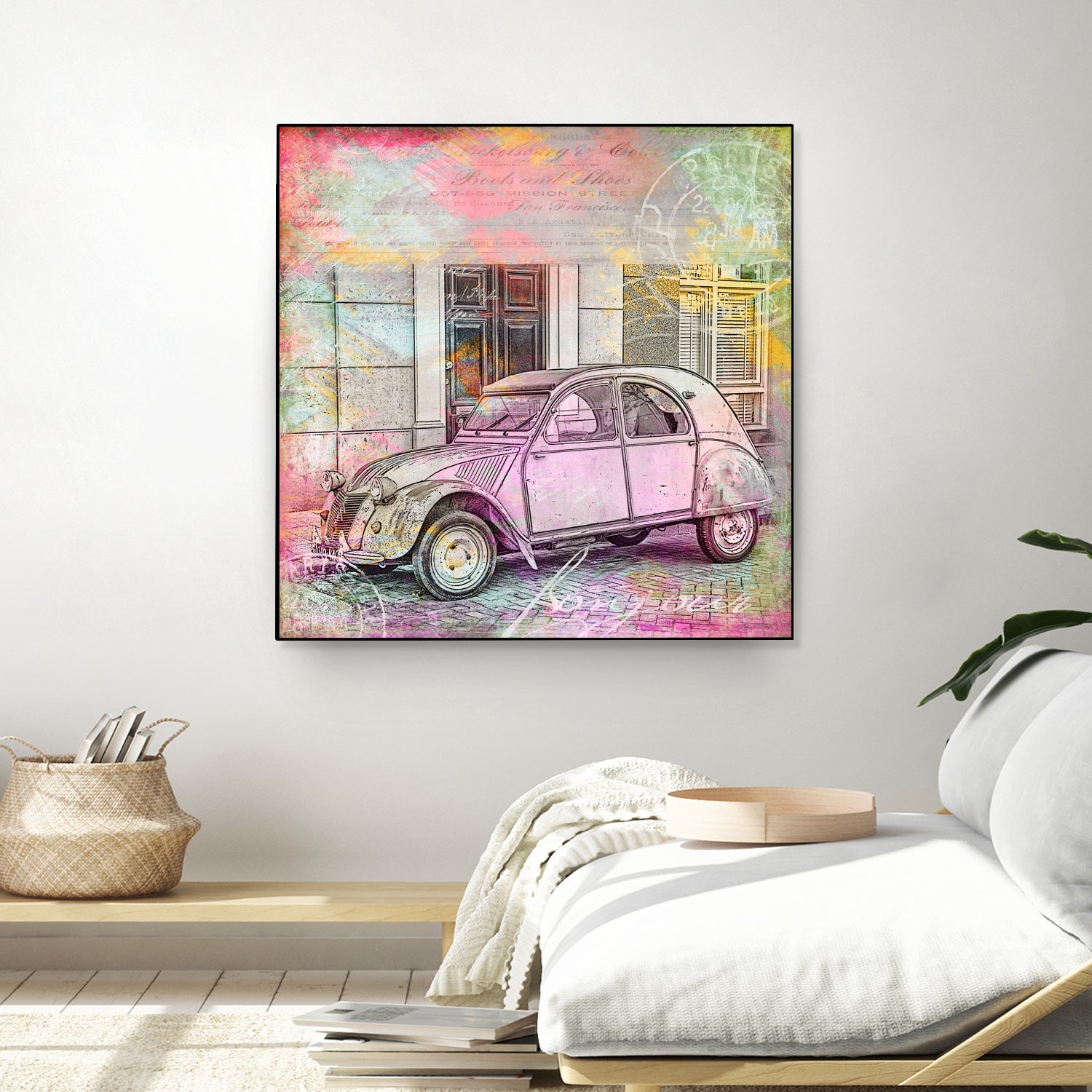 2CV Retro Car by Andrea Haase on GIANT ART - pink photo illustration