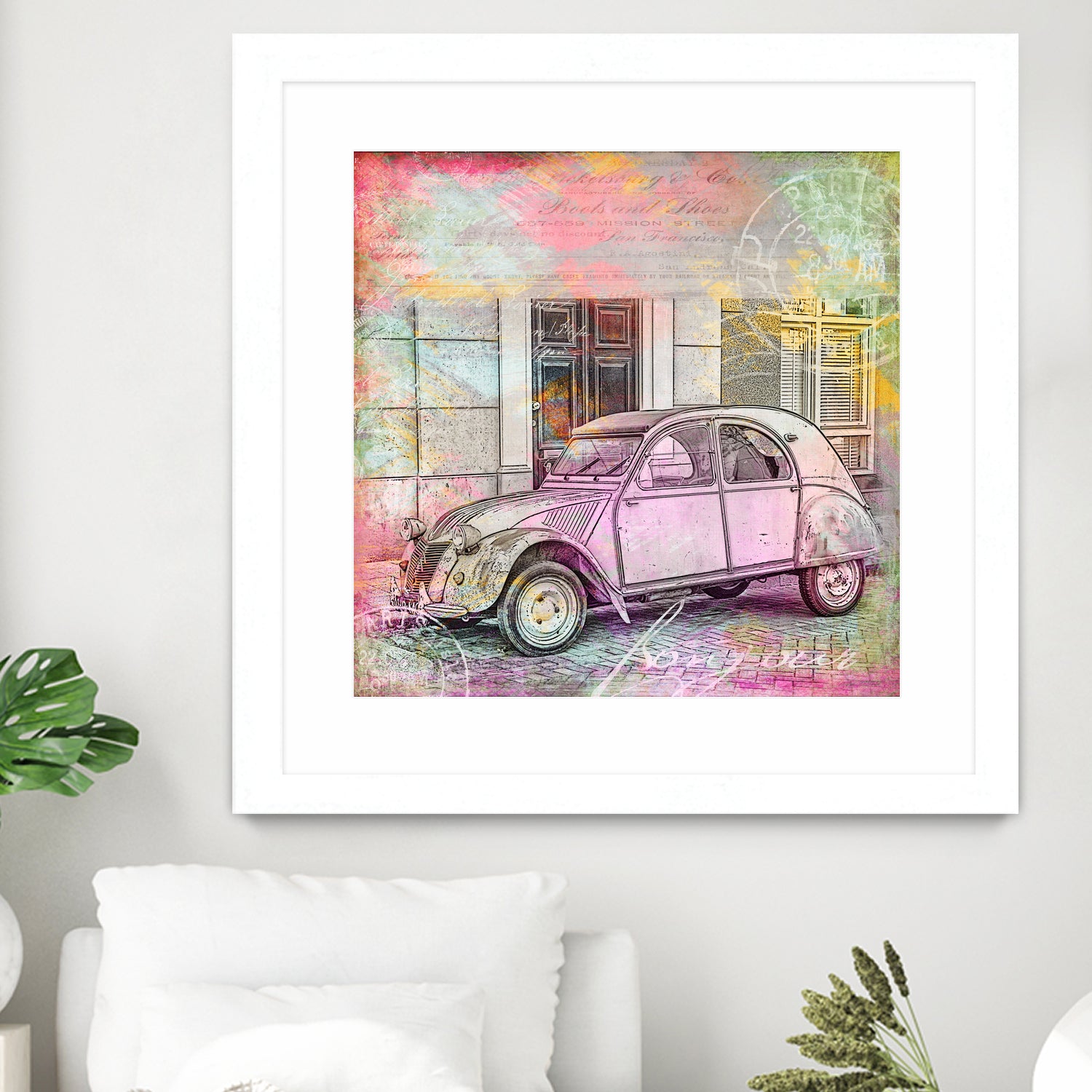 2CV Retro Car by Andrea Haase on GIANT ART - pink photo illustration