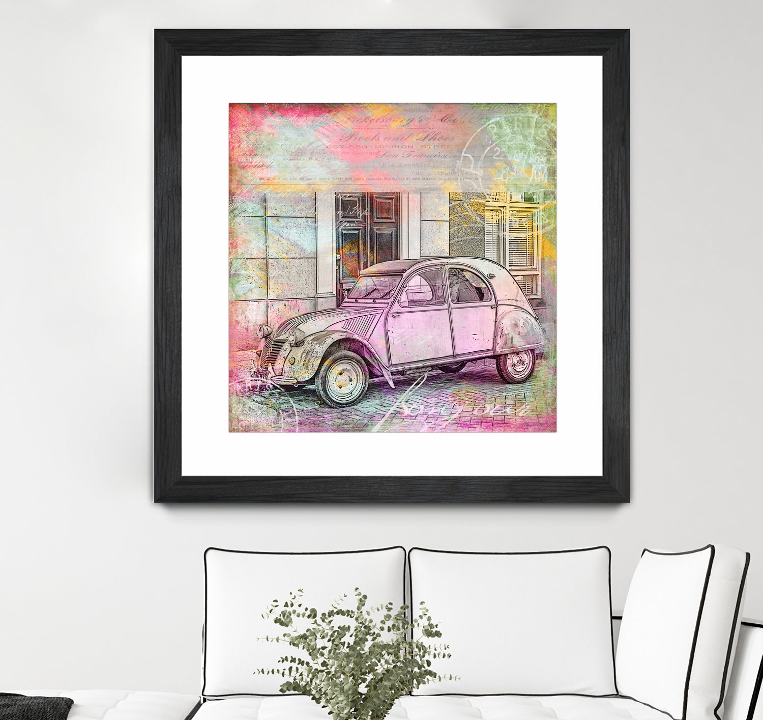 2CV Retro Car by Andrea Haase on GIANT ART - pink photo illustration