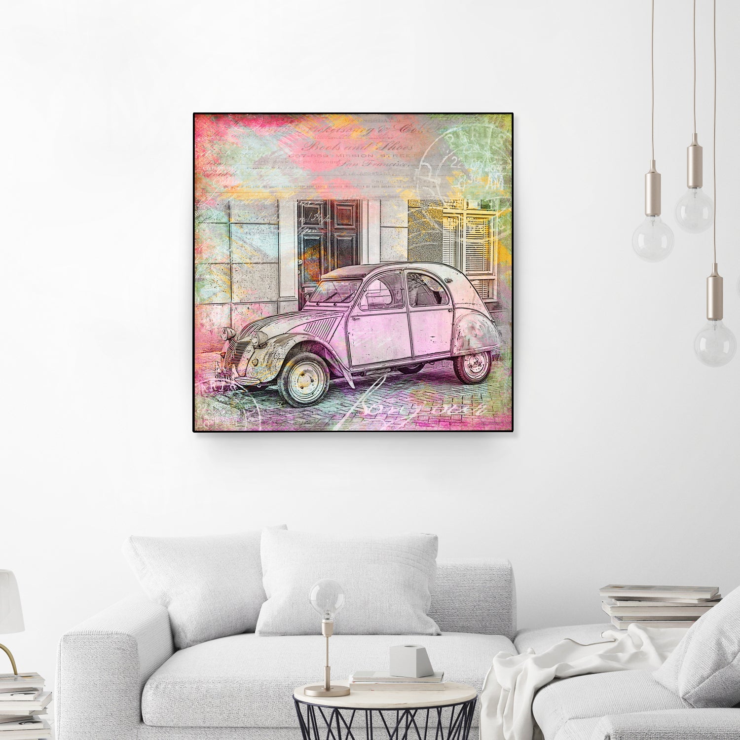 2CV Retro Car by Andrea Haase on GIANT ART - pink photo illustration