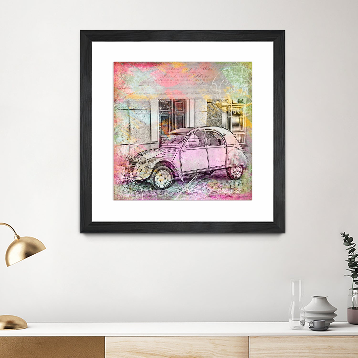 2CV Retro Car by Andrea Haase on GIANT ART - pink photo illustration