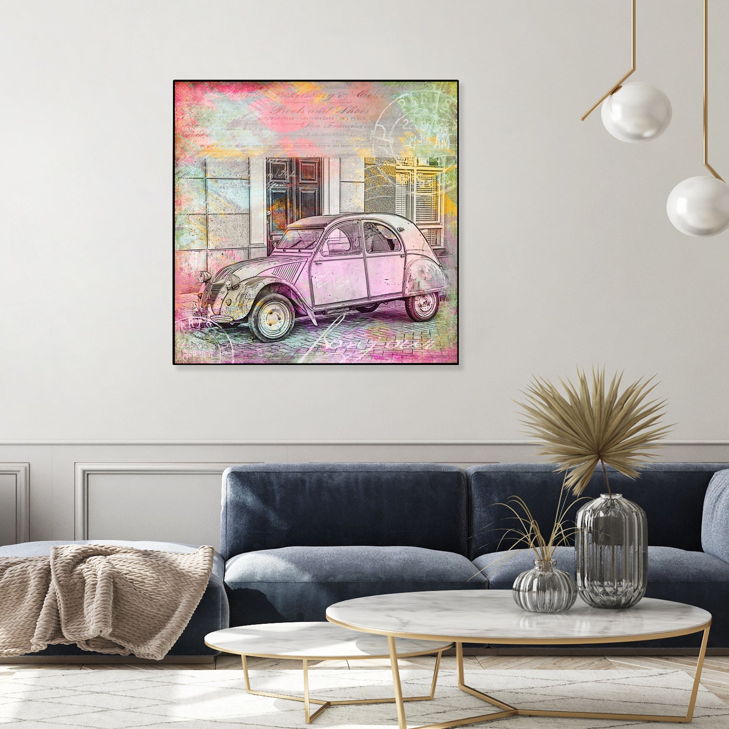 2CV Retro Car by Andrea Haase on GIANT ART - pink photo illustration