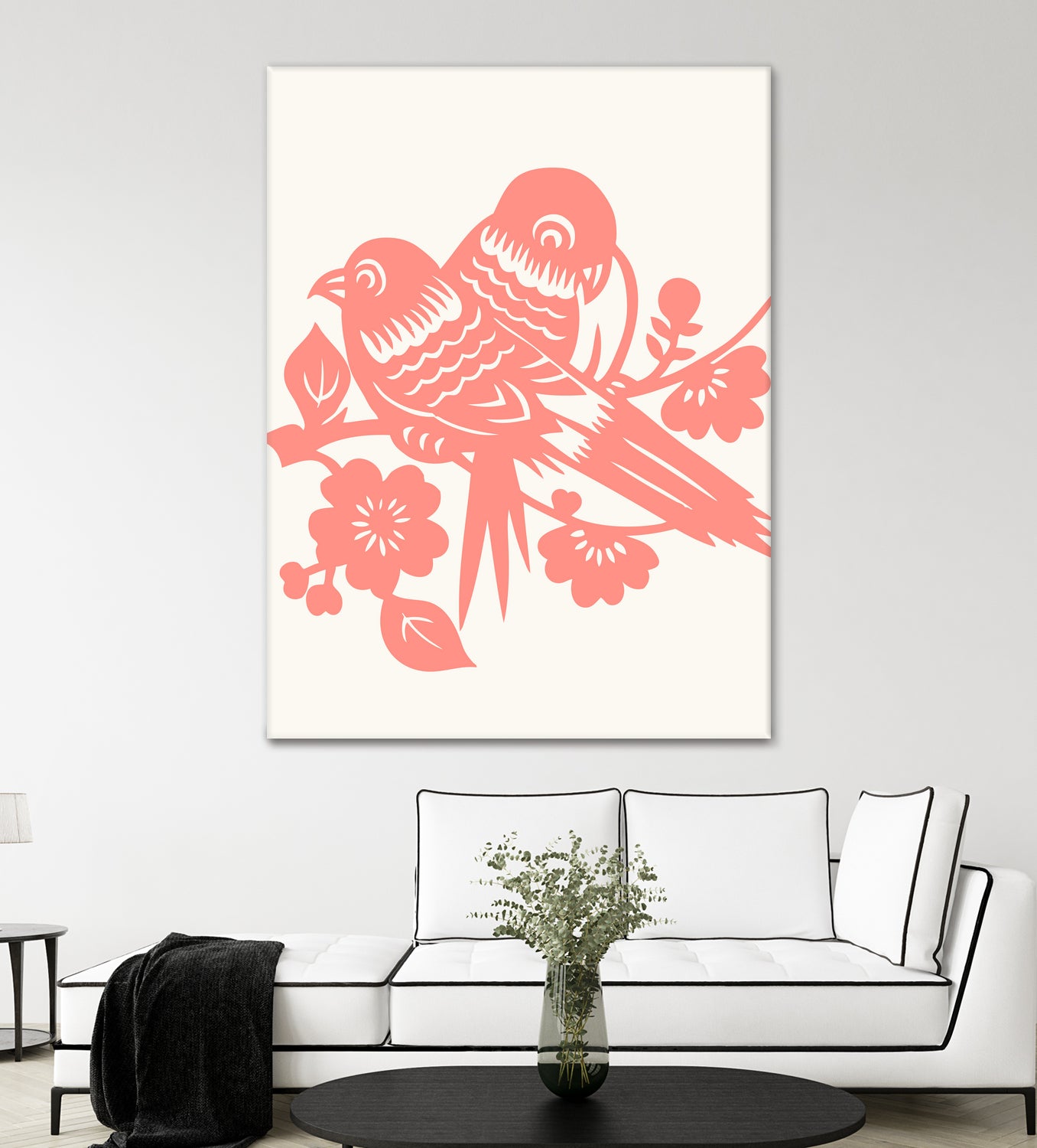 Love Birds Coral by Thomas Fernez on GIANT ART - pink digital drawing