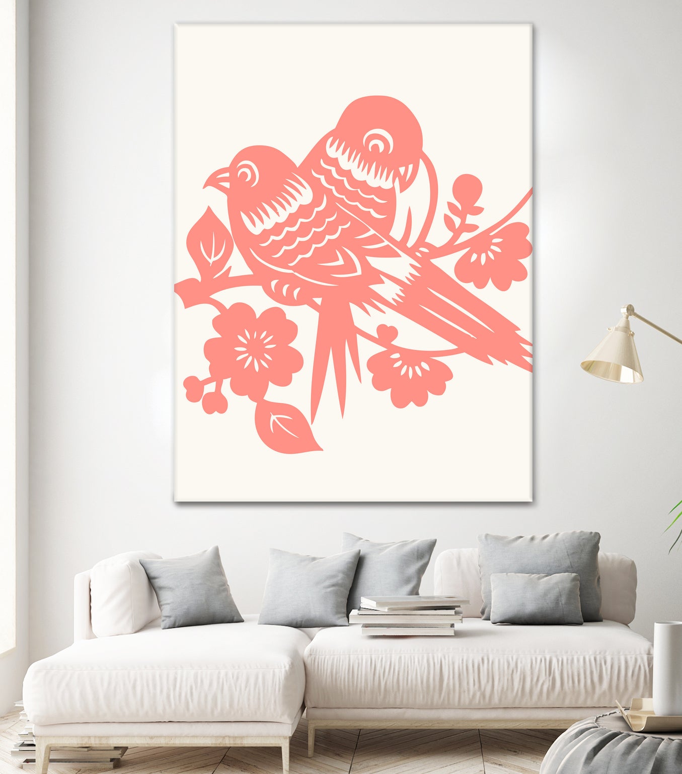 Love Birds Coral by Thomas Fernez on GIANT ART - pink digital drawing