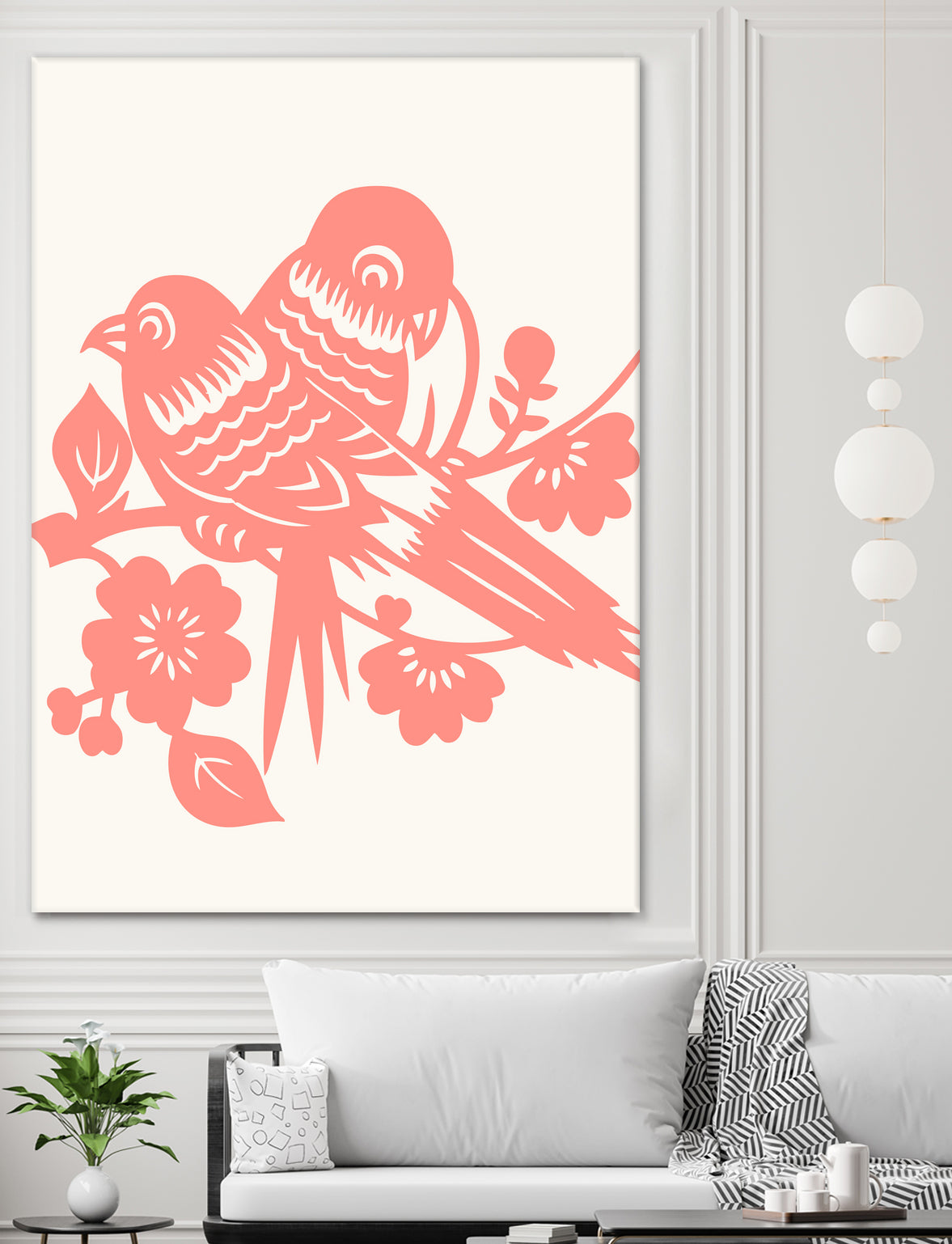 Love Birds Coral by Thomas Fernez on GIANT ART - pink digital drawing