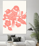 Love Birds Coral by Thomas Fernez on GIANT ART - pink digital drawing