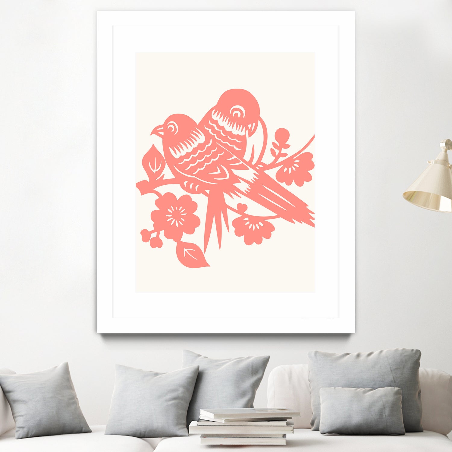 Love Birds Coral by Thomas Fernez on GIANT ART - pink digital drawing