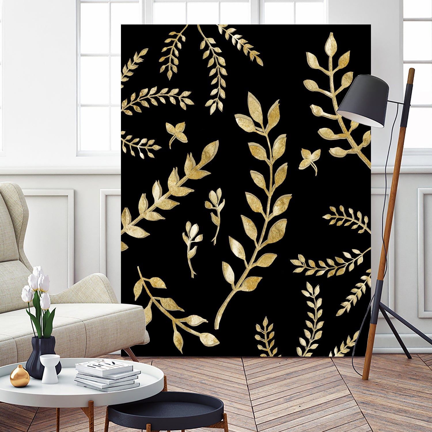 Gold Leaves Pattern #1 #drawing #decor #art by Anita & Bella Jantz on GIANT ART - brown digital drawing