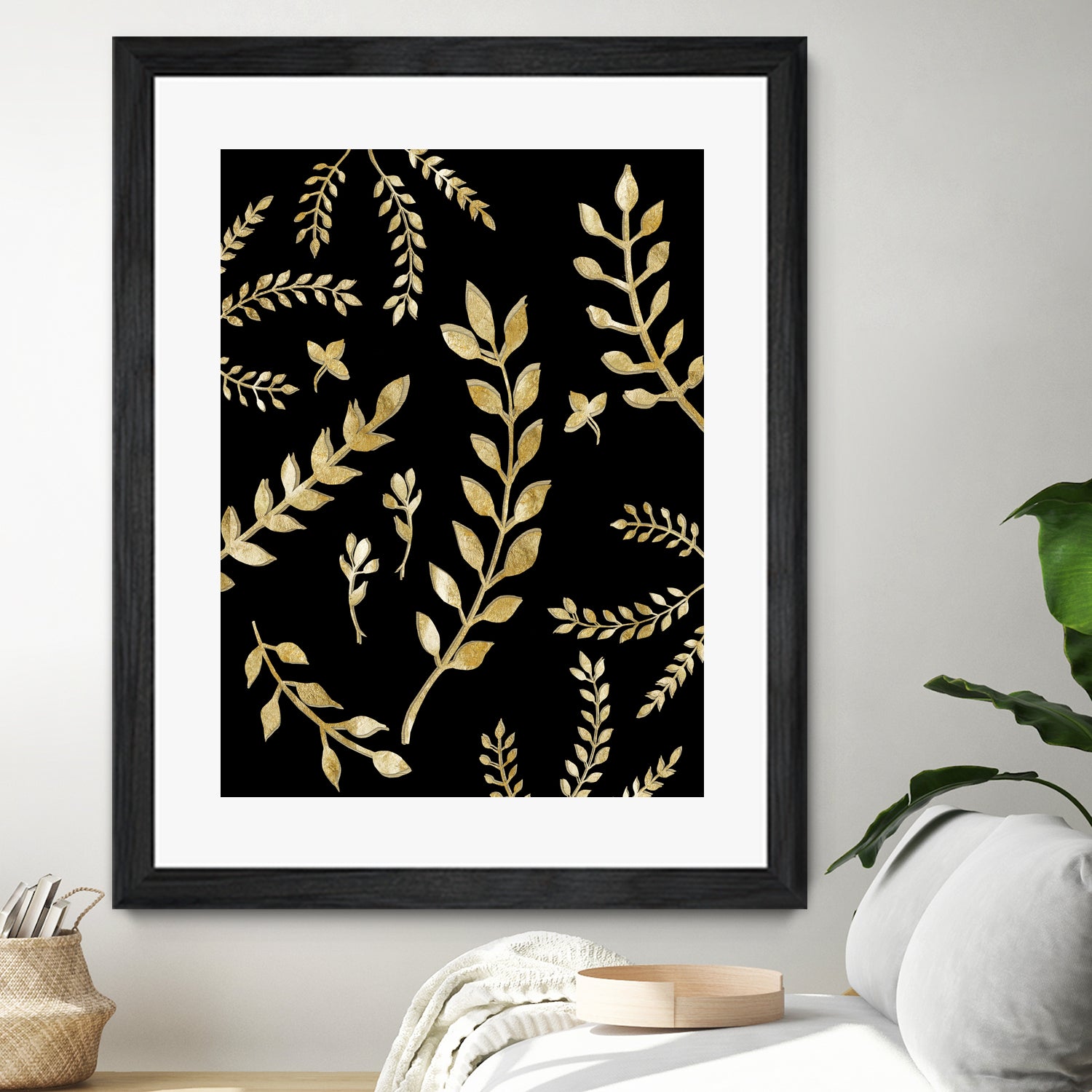 Gold Leaves Pattern #1 #drawing #decor #art by Anita & Bella Jantz on GIANT ART - brown digital drawing