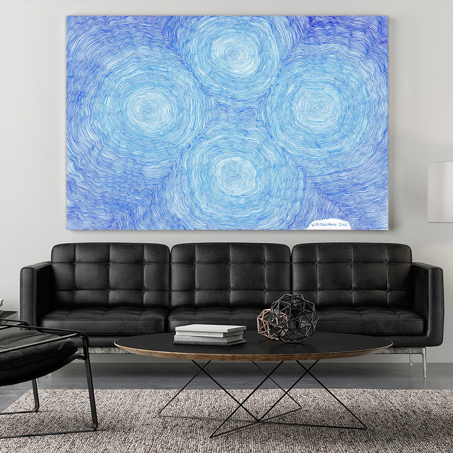 Blue ripples, four loci by Victor Fitzsimons on GIANT ART - blue mixed media