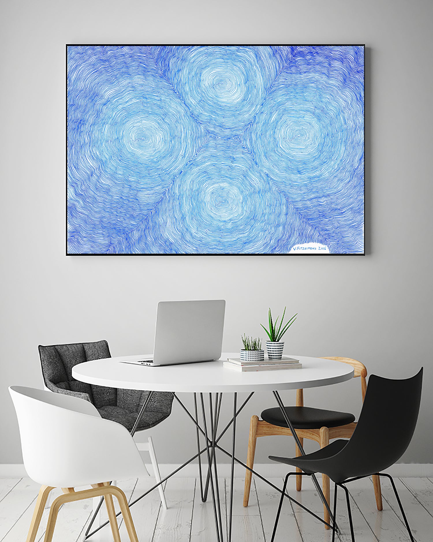 Blue ripples, four loci by Victor Fitzsimons on GIANT ART - blue mixed media