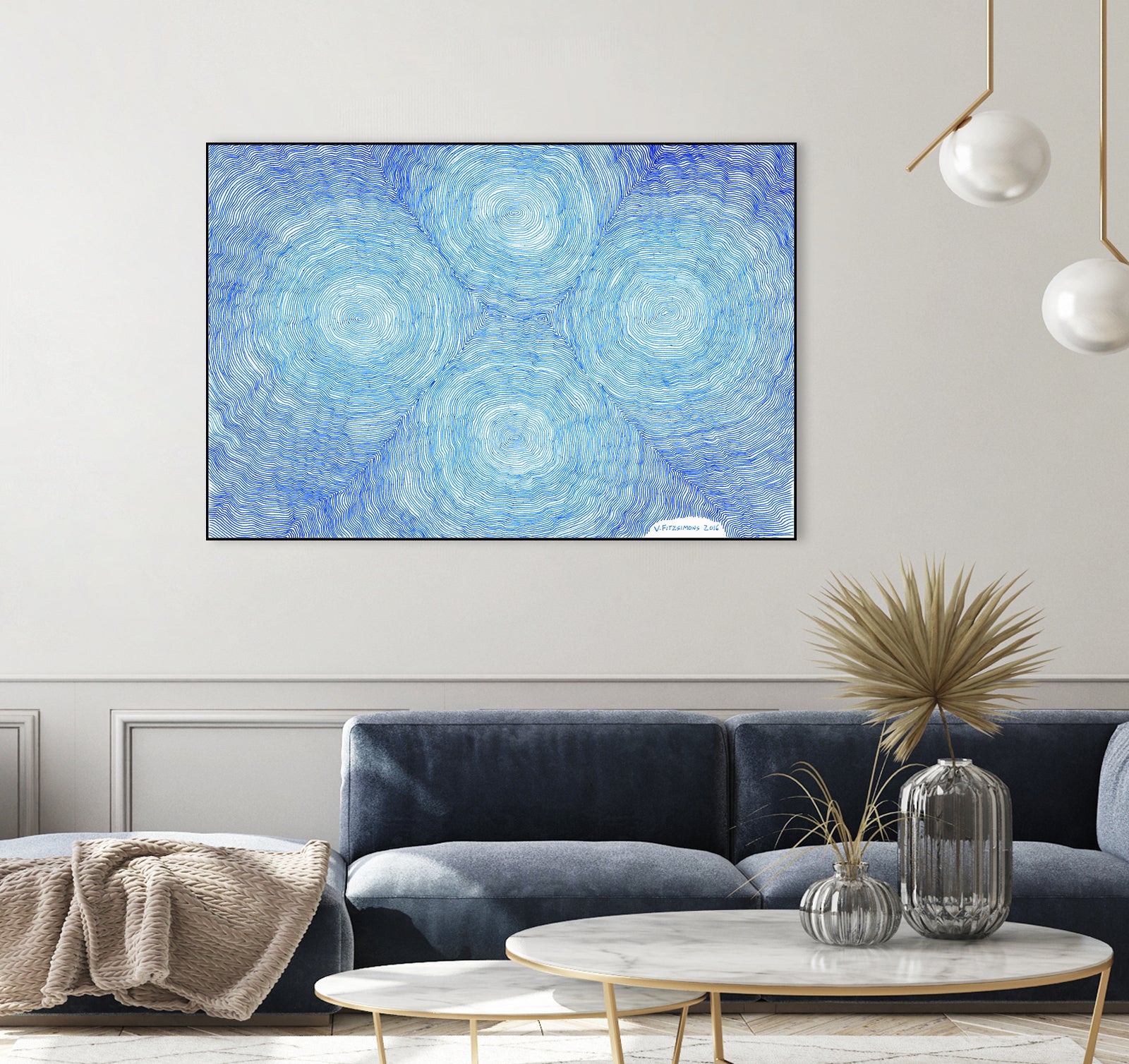 Blue ripples, four loci by Victor Fitzsimons on GIANT ART - blue mixed media