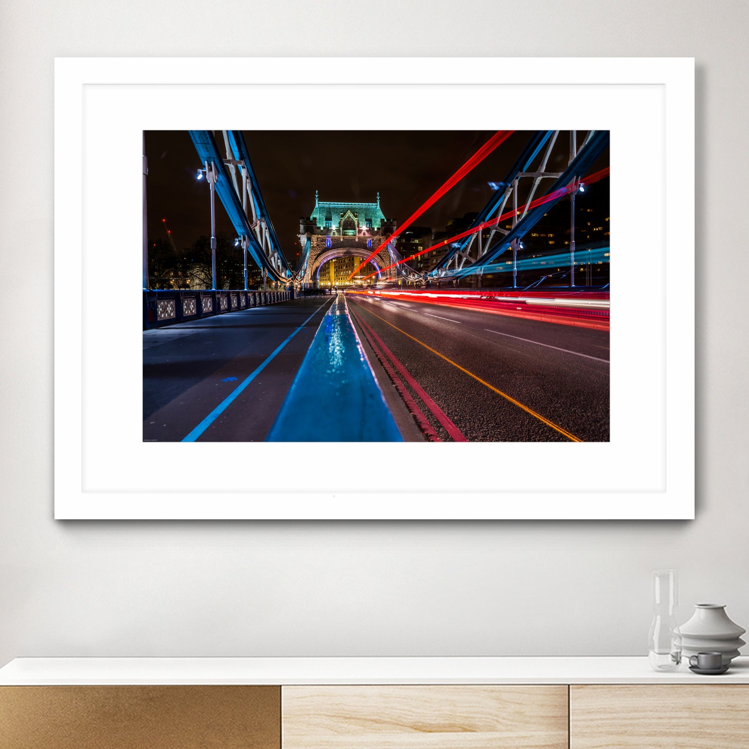 Lighttrails Tower Bridge by Reziebelle Martin on GIANT ART - red photo illustration