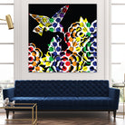 Hummingbird Dots Black by Thomas Fernez on GIANT ART - black digital painting