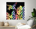 Hummingbird Dots Black by Thomas Fernez on GIANT ART - black digital painting